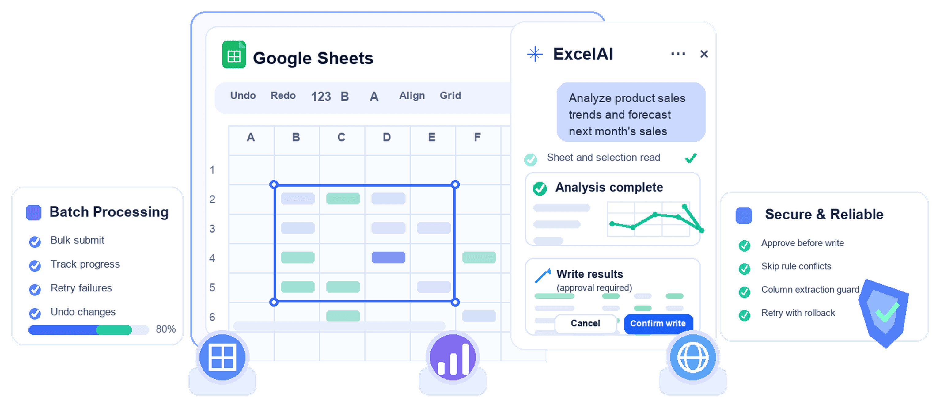 ExcelAI spreadsheet automation dashboard
