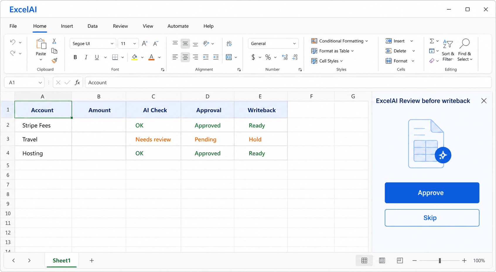 Review every sheet edit before it is written